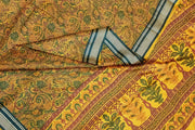 Printed pure silk saree in mustard