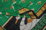 Handwoven Patola pure silk saree in green  with bird motifs