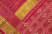 Handwoven Patola pure silk saree  in red in pan bhat pattern.