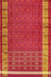 Handwoven Patola pure silk saree  in red in pan bhat pattern.