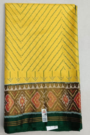 Handwoven Patola pure silk saree in yellow in zig zag  pattern