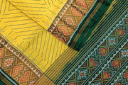 Handwoven Patola pure silk saree in yellow in zig zag  pattern