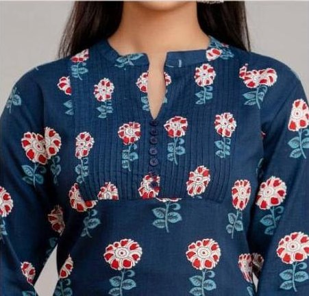 Rayon tunic in  blue in red floral