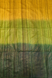 Handwoven desi tussar pure silk saree in  yellow & green ombre colour.