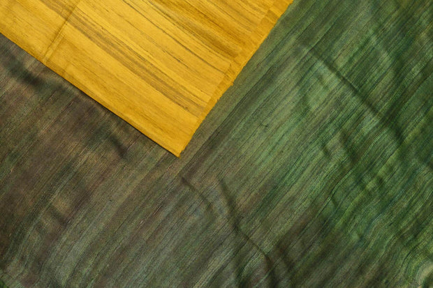 Handwoven desi tussar pure silk saree in  yellow & green ombre colour.