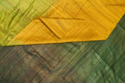 Handwoven desi tussar pure silk saree in  yellow & green ombre colour.