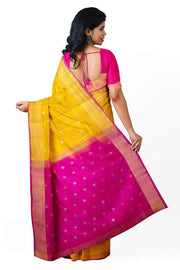 Handloom Uppada pure silk saree in mustard with small  buttas