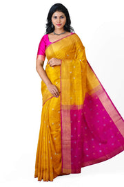 Handloom Uppada pure silk saree in mustard with small  buttas