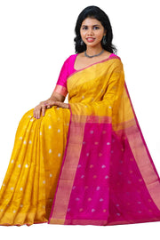 Handloom Uppada pure silk saree in mustard with small  buttas