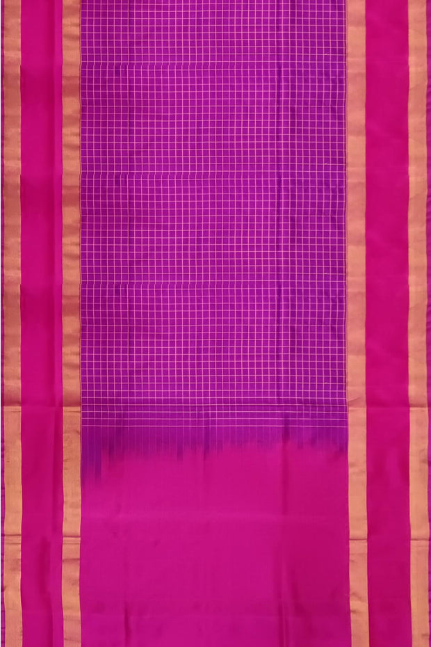 Handloom Uppada pure silk saree in  checks in purple