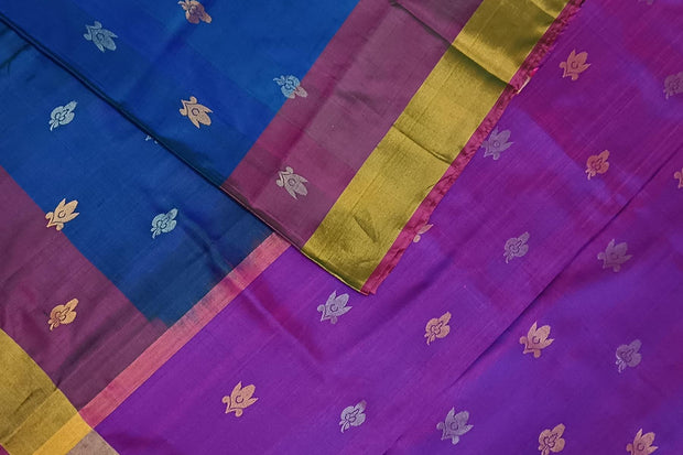 Handloom Uppada pure silk saree in peacock blue