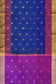 Handloom Uppada pure silk saree in peacock blue