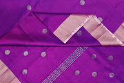 Handwoven Uppada pure silk saree in purple  with round motifs