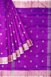 Handwoven Uppada pure silk saree in purple  with round motifs