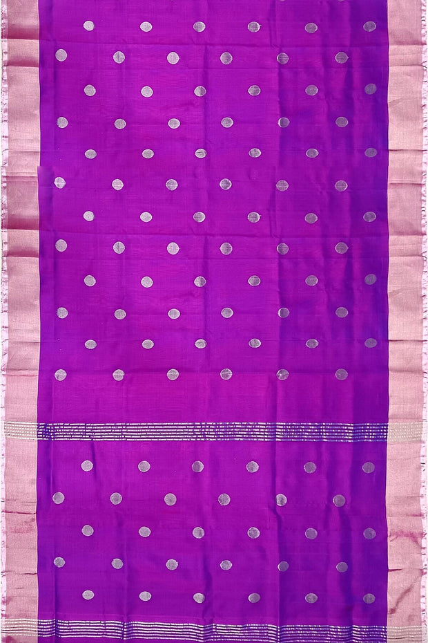 Handwoven Uppada pure silk saree in purple  with round motifs