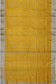 Handwoven Uppada pure silk saree in yellow  with round motifs