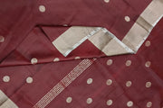 Handwoven Uppada pure silk saree in maroon  with round motifs