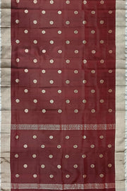 Handwoven Uppada pure silk saree in maroon  with round motifs