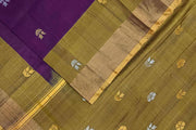 Handwoven Uppada pure silk saree in wine  with gold & silver motifs