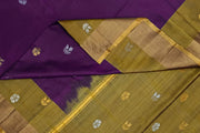 Handwoven Uppada pure silk saree in wine  with gold & silver motifs