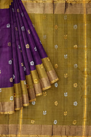 Handwoven Uppada pure silk saree in wine  with gold & silver motifs