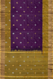 Handwoven Uppada pure silk saree in wine  with gold & silver motifs