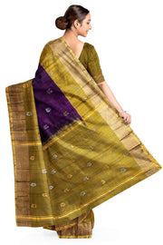 Handwoven Uppada pure silk saree in wine  with gold & silver motifs