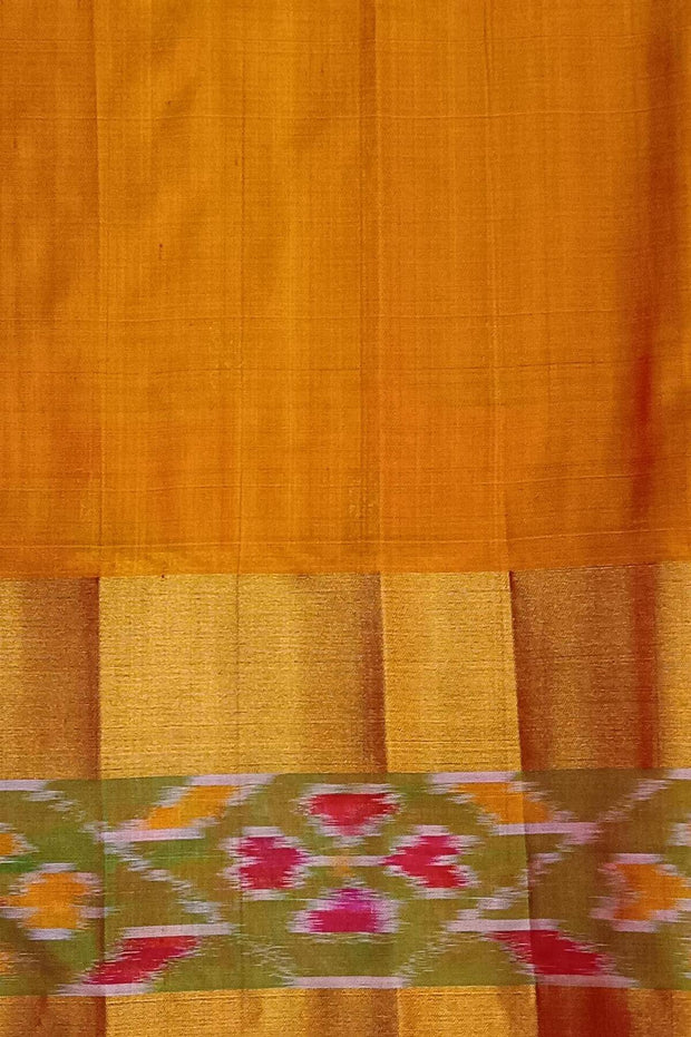 Handwoven Uppada pure silk saree in red with Pochampally border