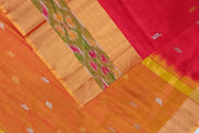 Handwoven Uppada pure silk saree in red with Pochampally border