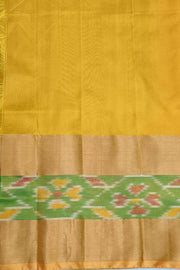 Handwoven Uppada pure silk saree in bottle green with Pochampally border.