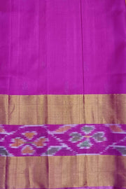 Handwoven Uppada pure silk saree in yellow with Pochampally border.