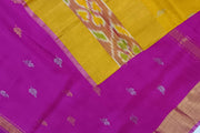 Handwoven Uppada pure silk saree in yellow with Pochampally border.