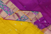 Handwoven Uppada pure silk saree in purple with Pochampally border.