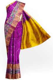 Handwoven Uppada pure silk saree in purple with Pochampally border.