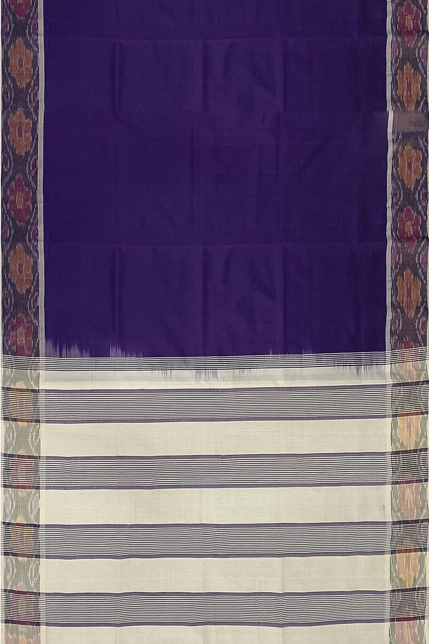 Handloom Uppada silk cotton saree  in violet & off white