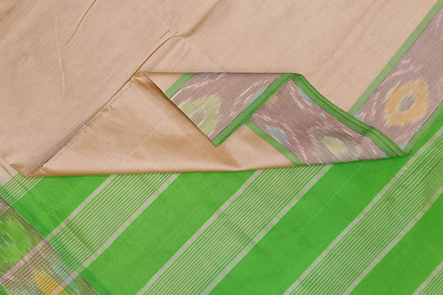 Handloom Uppada silk cotton saree  in beige & green