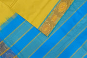 Handloom Uppada silk cotton saree  in lemon yellow & blue