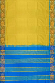 Handloom Uppada silk cotton saree  in lemon yellow & blue