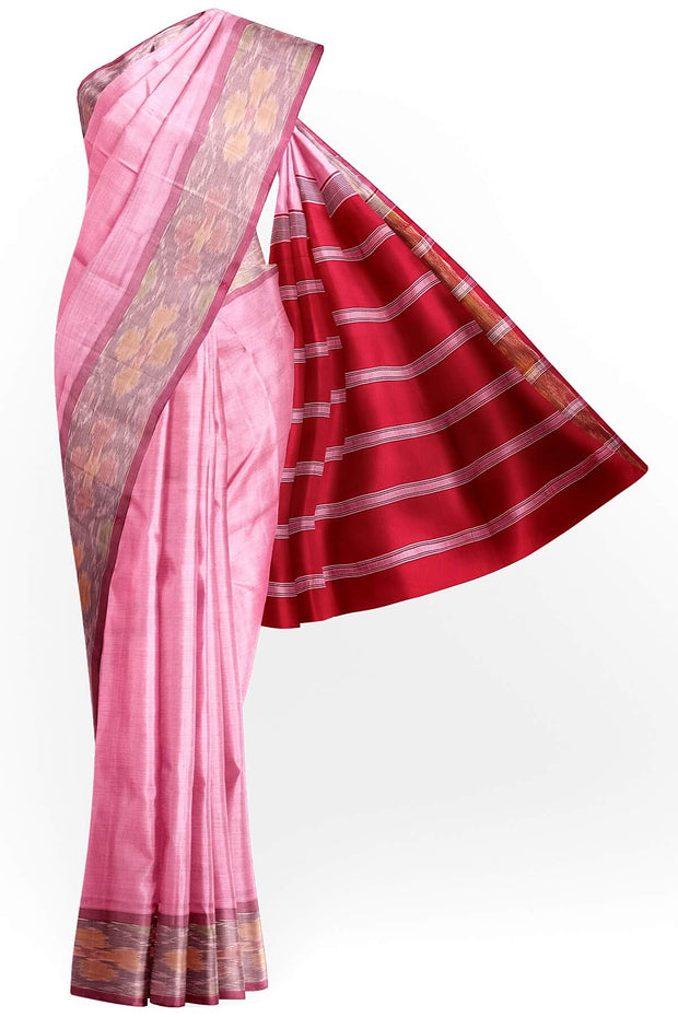 Handloom Uppada silk cotton saree  in pink & red