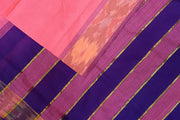 Uppada silk cotton saree in pink & blue