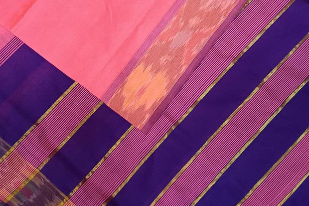 Uppada silk cotton saree in pink & blue