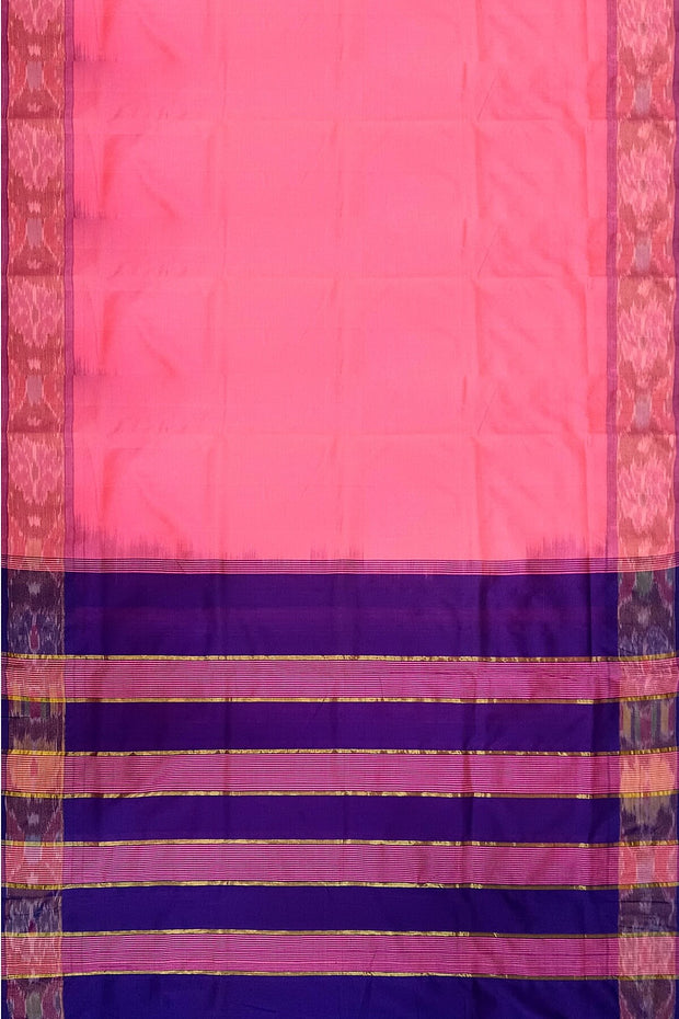 Uppada silk cotton saree in pink & blue