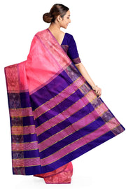 Uppada silk cotton saree in pink & blue