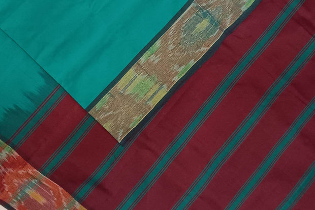 Uppada silk cotton saree in Rama green & maroon