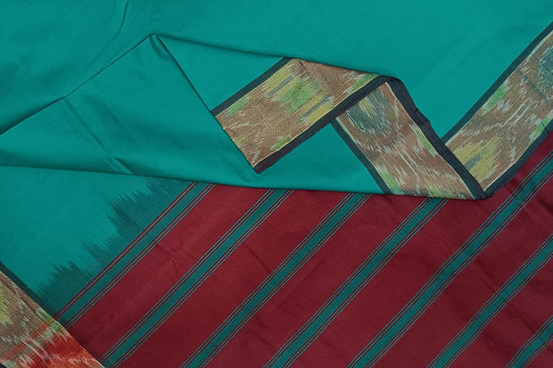 Uppada silk cotton saree in Rama green & maroon