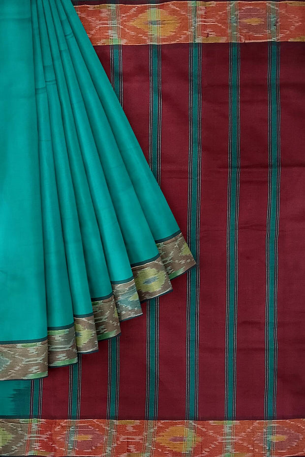 Uppada silk cotton saree in Rama green & maroon