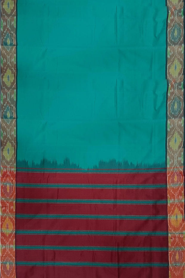 Uppada silk cotton saree in Rama green & maroon