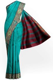 Uppada silk cotton saree in Rama green & maroon