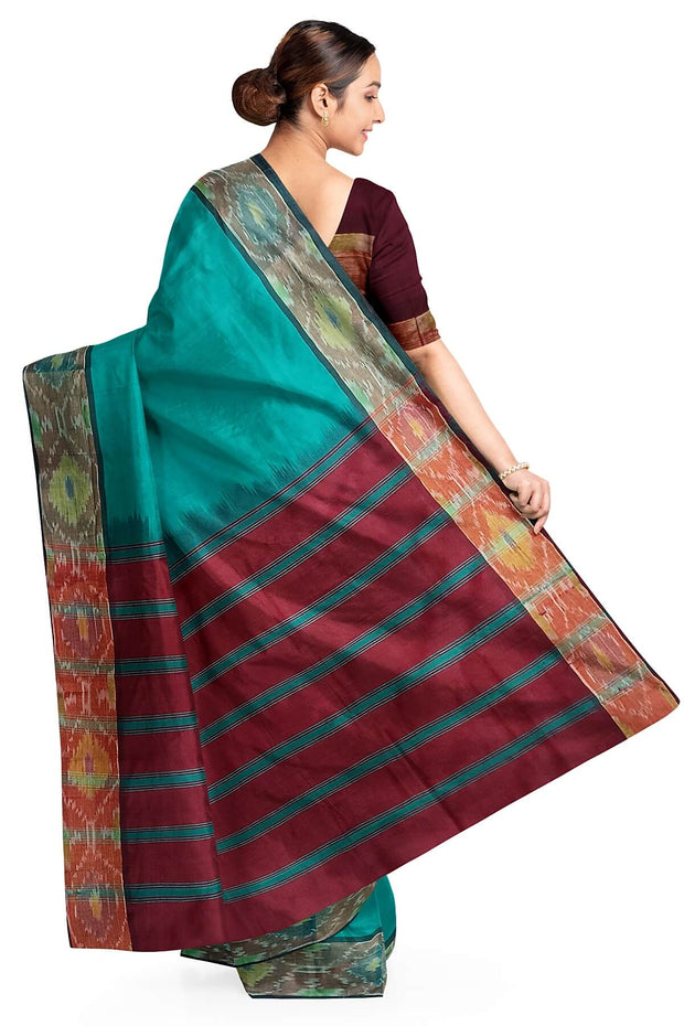 Uppada silk cotton saree in Rama green & maroon