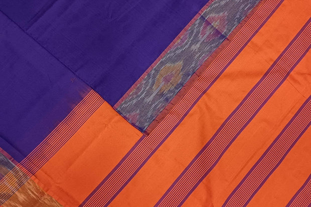 Uppada silk cotton saree in violet &  orange